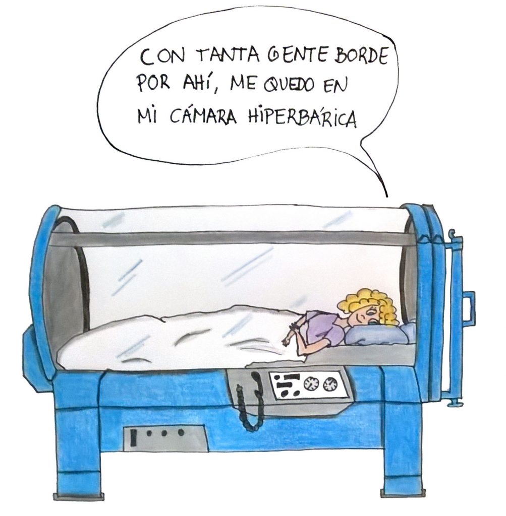 Mala en la cama hiperbarica